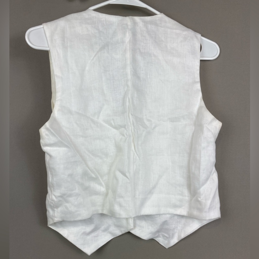 DISSH Classic White Linen Vest Size 4 | Tailored Minimalist Sleeveless Top - Picture 2 of 4